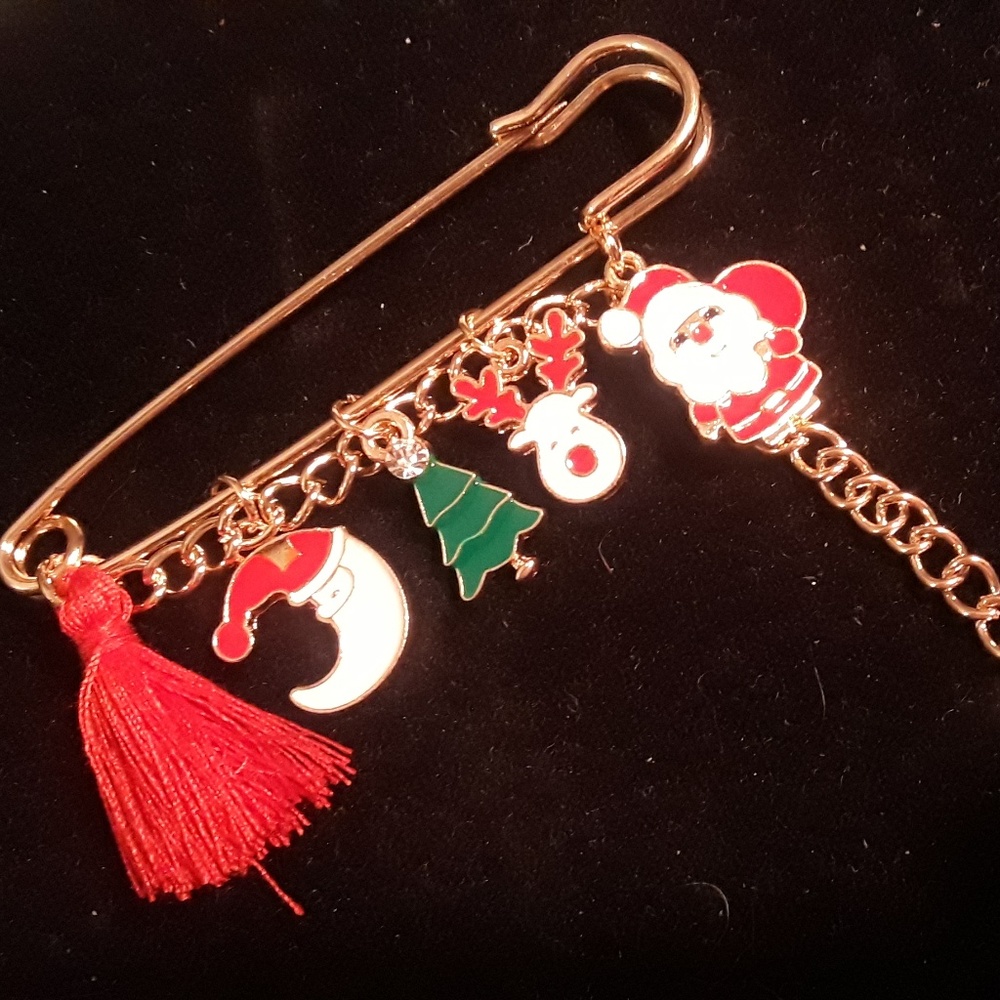 Christmas Pin, Charms, Christmas Safety Pin